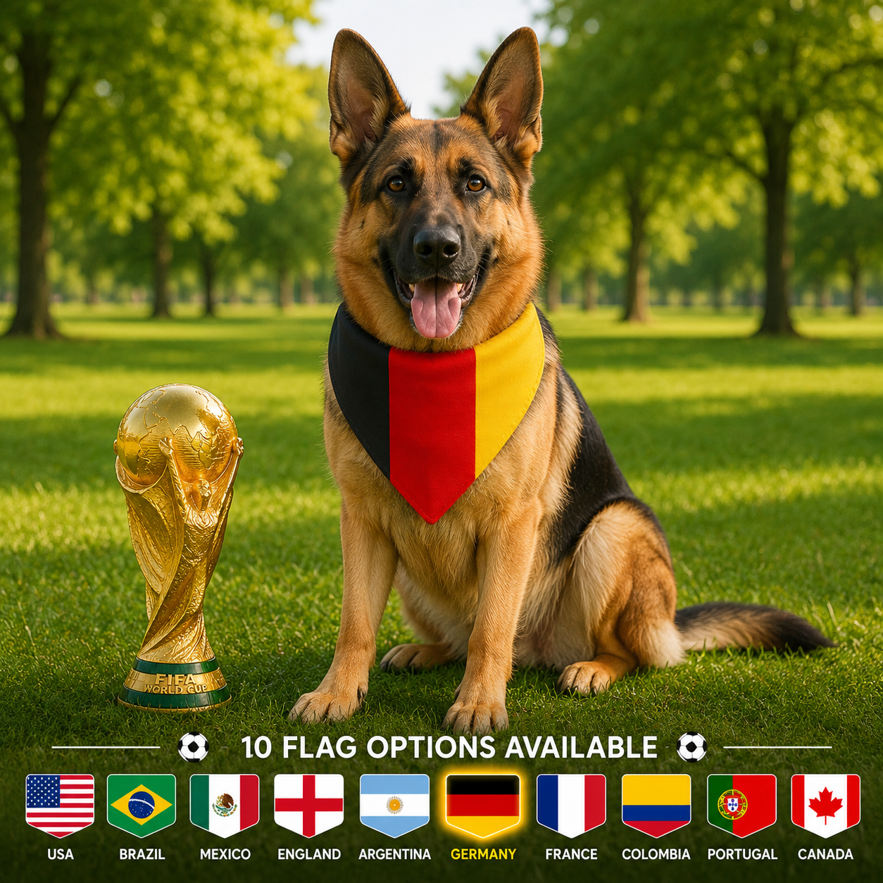 World Cup Dog Bandana | Country Flag Pet Bandana | Soccer Fan Dog Scarf | USA Brazil Argentina Germany Canada Gift