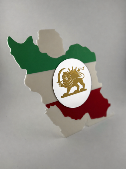 Iran Lion and Sun Flag and Map Mirror | Minimalist Decorative Centerpiece, Persian Gift
