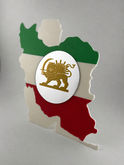 Iran Lion and Sun Flag and Map Mirror | Minimalist Decorative Centerpiece, Persian Gift
