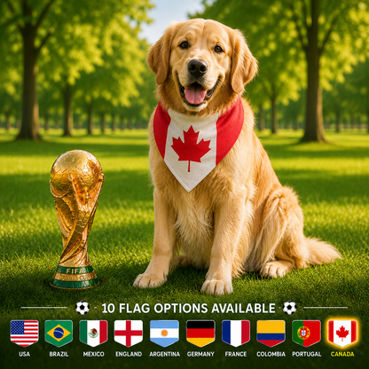 World Cup Dog Bandana | Country Flag Pet Bandana | Soccer Fan Dog Scarf | USA Brazil Argentina Germany Canada Gift