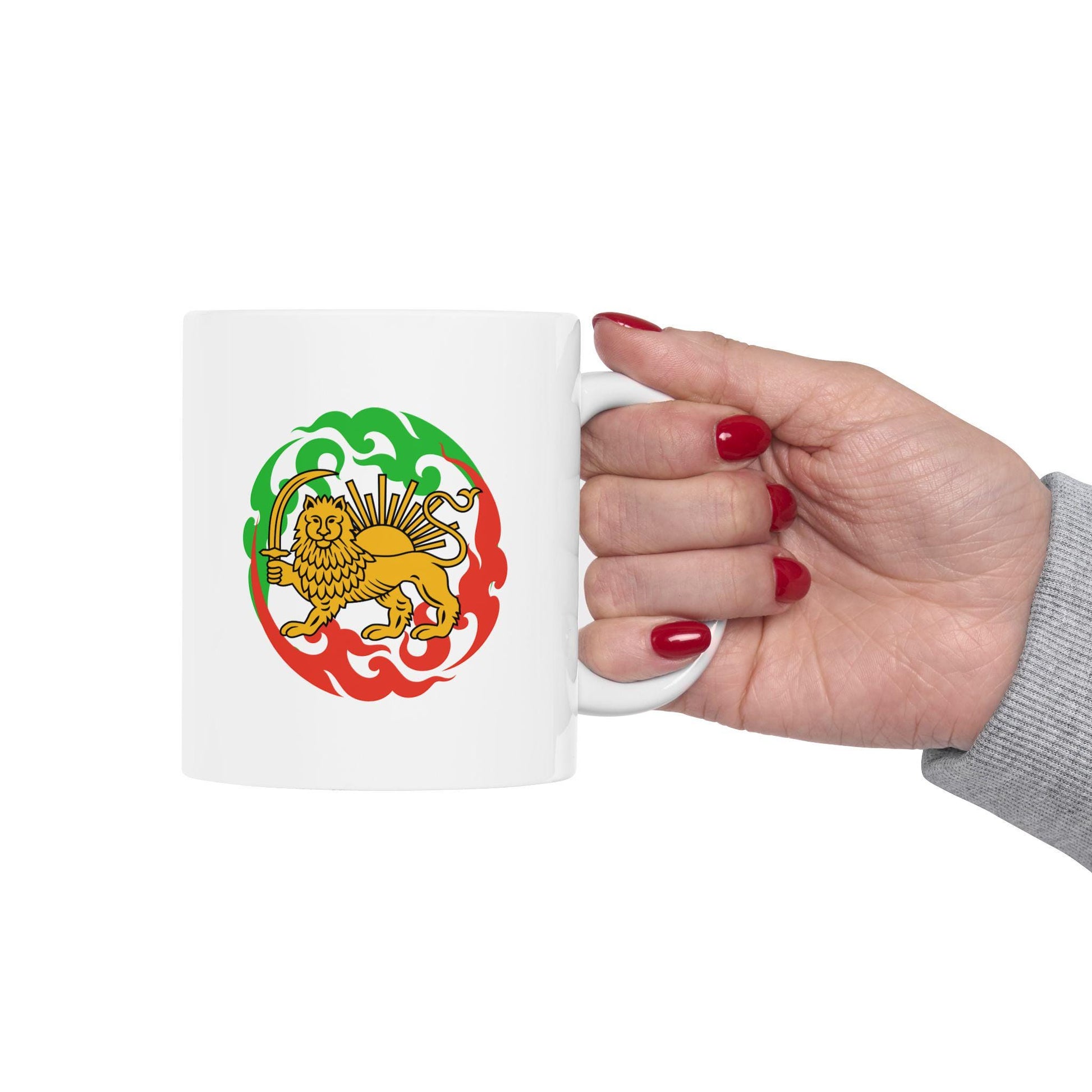 Custom Made Mug Inspired by Lion and Sun, shiro khorshid Flag, Ancient Persian Sign