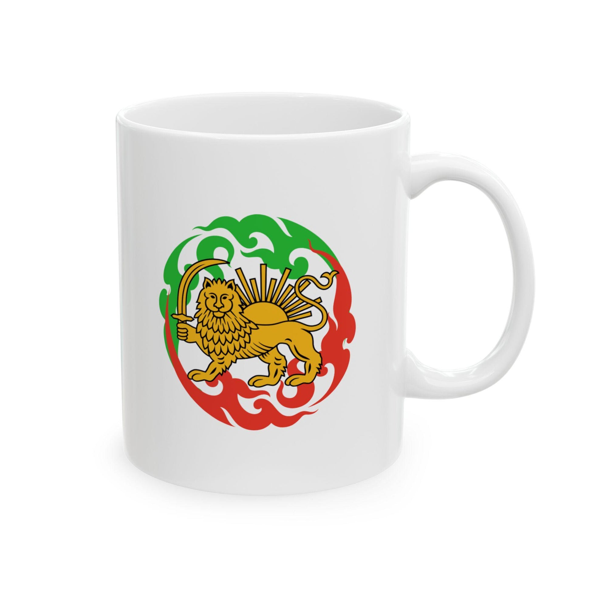 Custom Made Mug Inspired by Lion and Sun, shiro khorshid Flag, Ancient Persian Sign